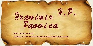 Hranimir Paovica vizit kartica